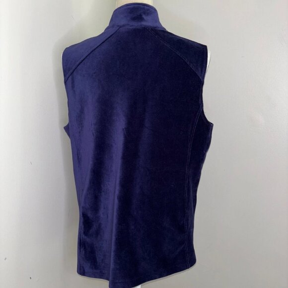 Susan Graver Weekend navy blue velour zip front sleeveless vest size Large - Picture 7 of 9